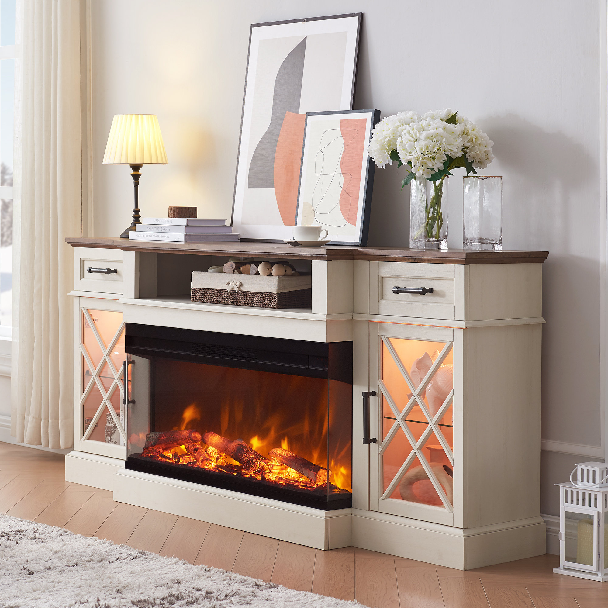 Loon peak pullman tv stand with fireplace discount